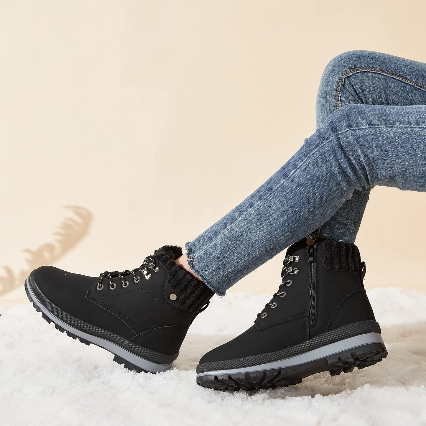 Yvette - Fur Lined Combat Boots